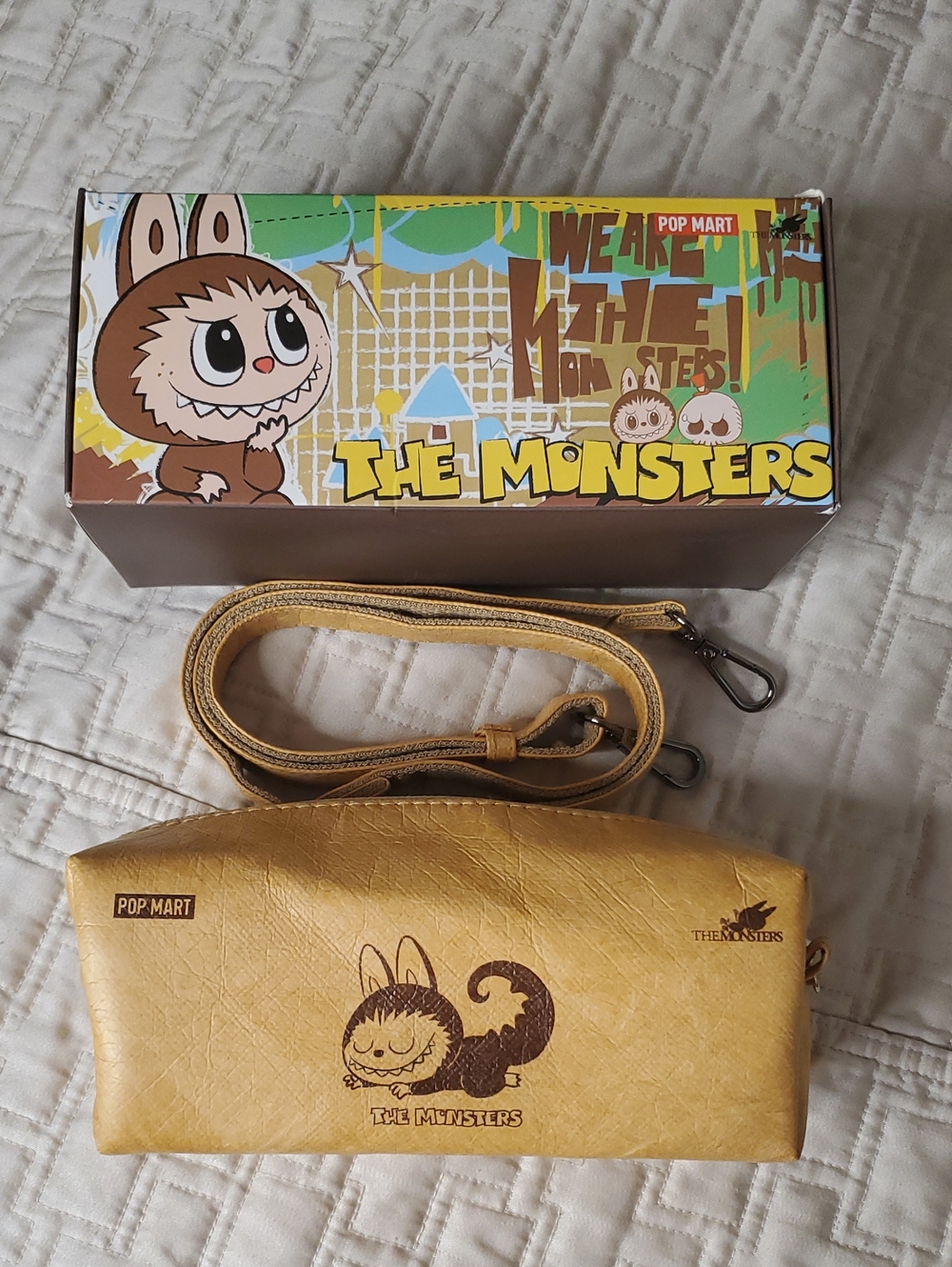 POP MART Yellow Kids Crossbody Bag with The Monsters Print
